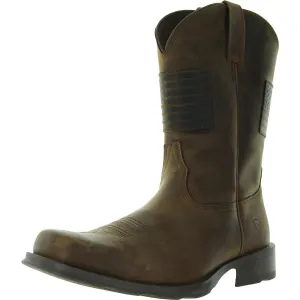 Rambler Patriot Mens Distressed Leather Cowboy, Western Boots